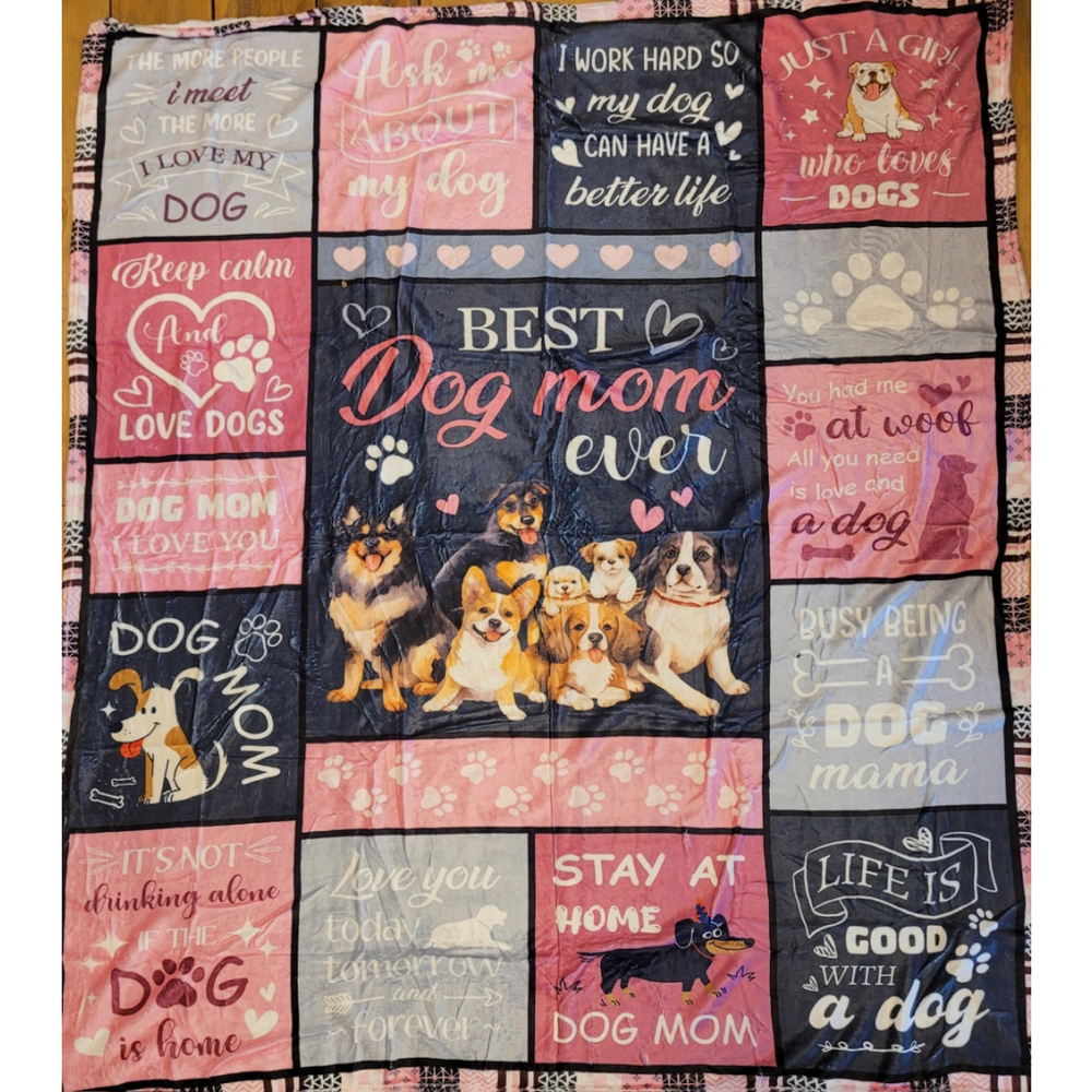 Best Dog Mom Blanket, 50"x60" Bed Throw